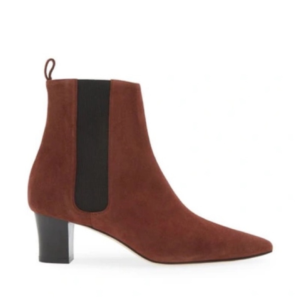 Manolo Blahnik Tiraba Terracotta Red Suede Ankle Boots